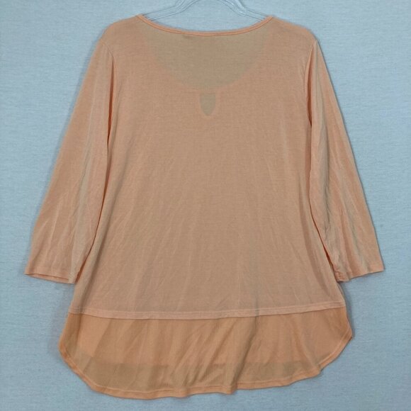 Soft Surroundings Orange Key Hole Stretch Knit 3/4 Sleeve Comfy Top Large - Picture 9 of 10